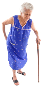 Senior woman with stick