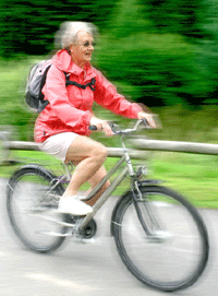 Mature woman on bike
