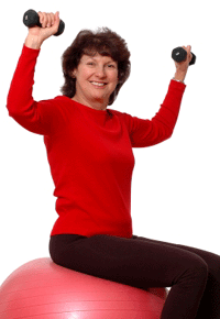 Woman in forties exercising