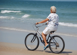 Reduce stress by bike riding near the ocean