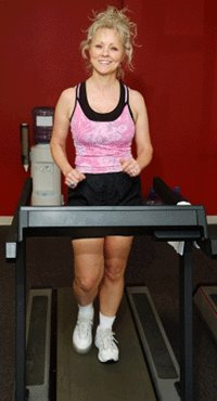 Midlife woman on treadmill